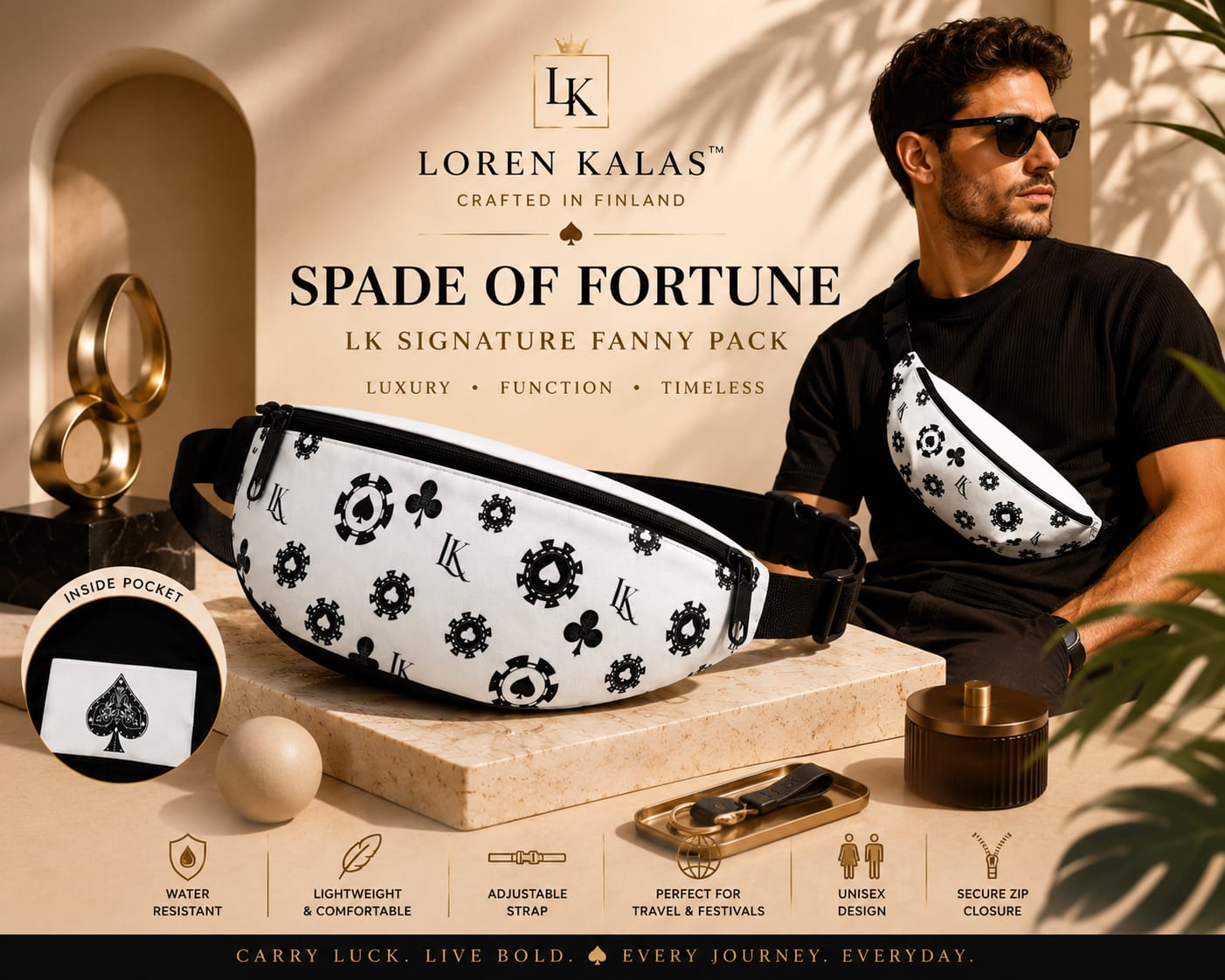 Fanny Pack by Loren Kalas™ Casino Noir Belt Bag