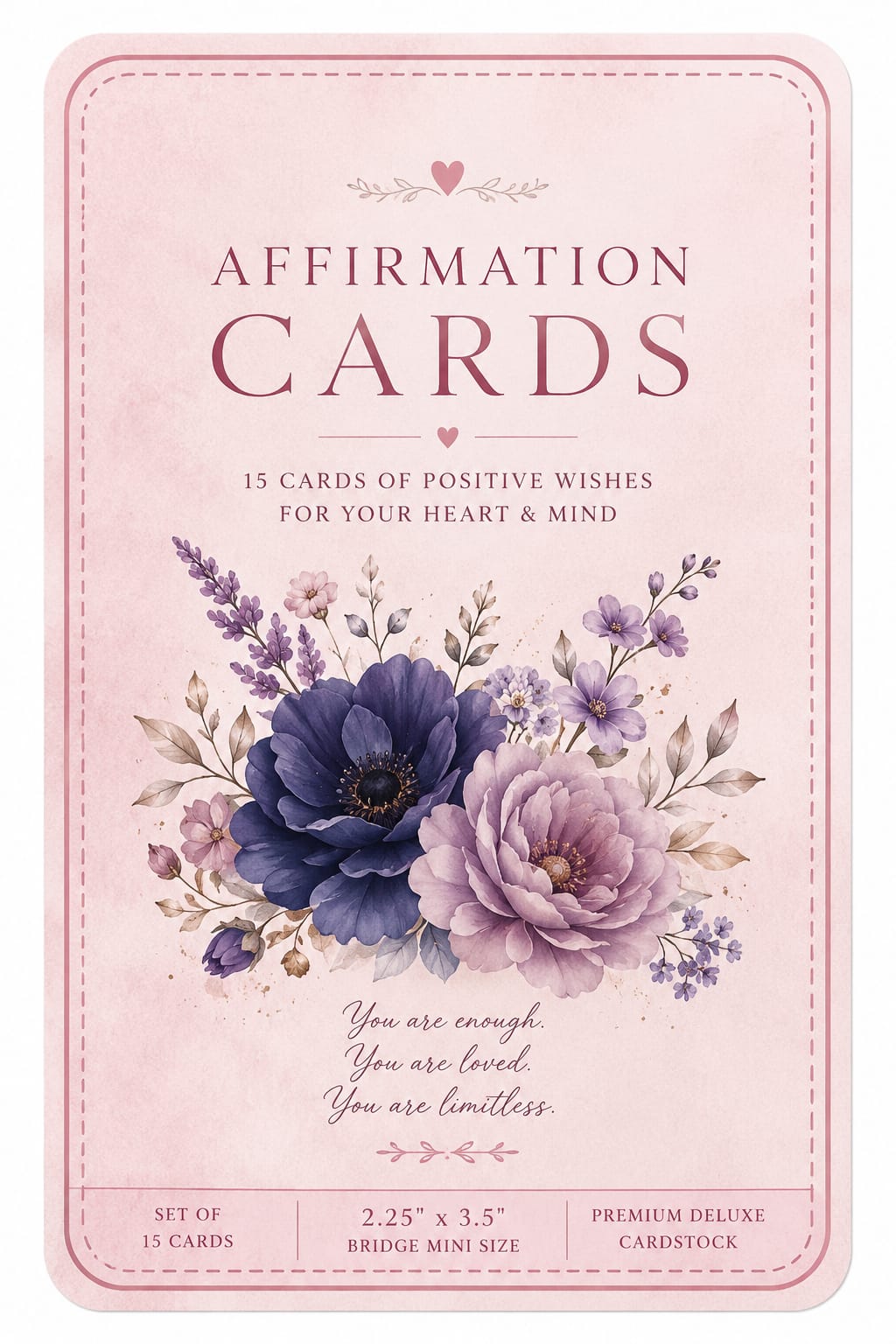Floral Garden Affirmation Cards – Set of 15 (2.25 x 3.5 in)
