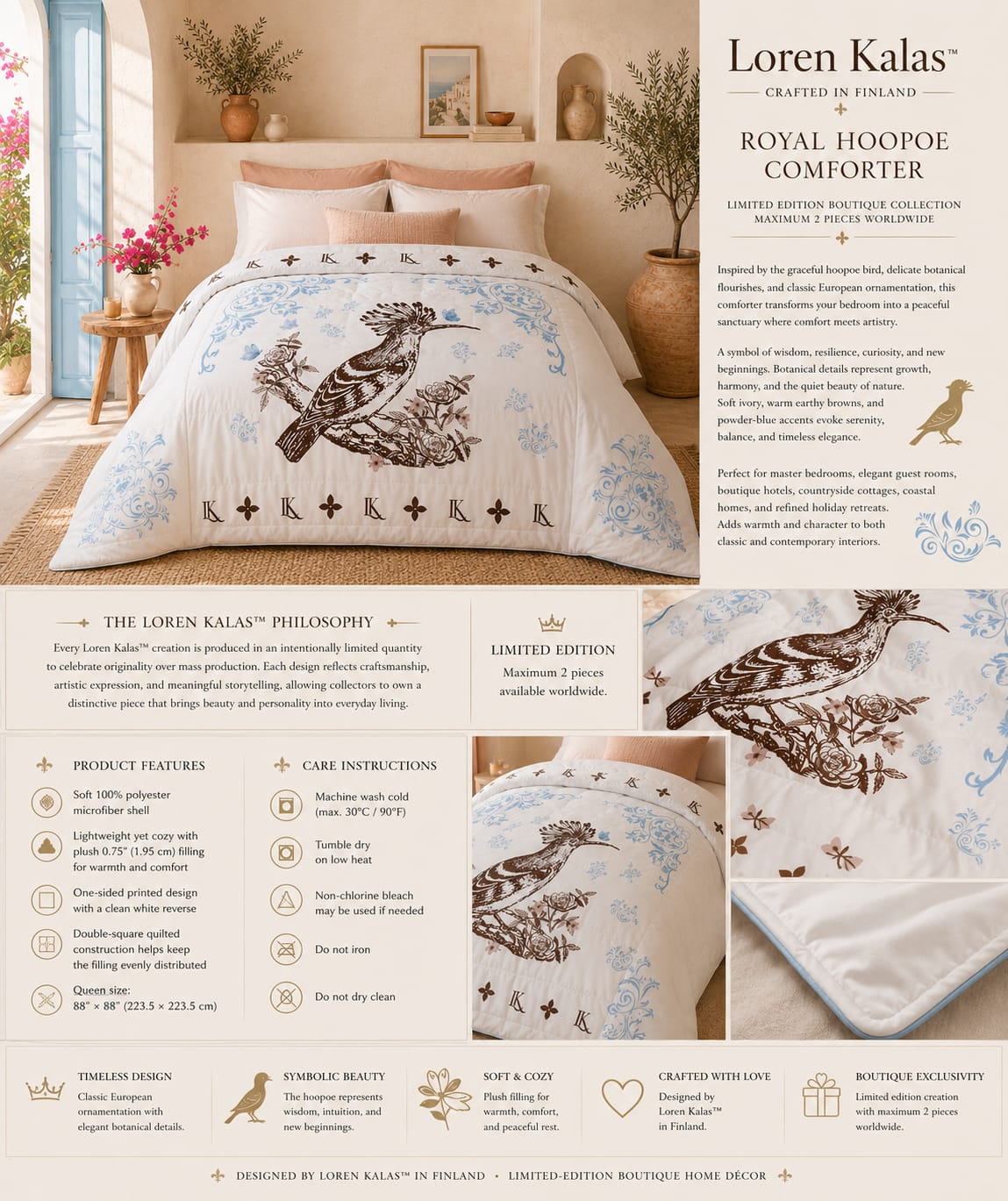 Loren Kalas Château Hoopoe Luxury Comforter
