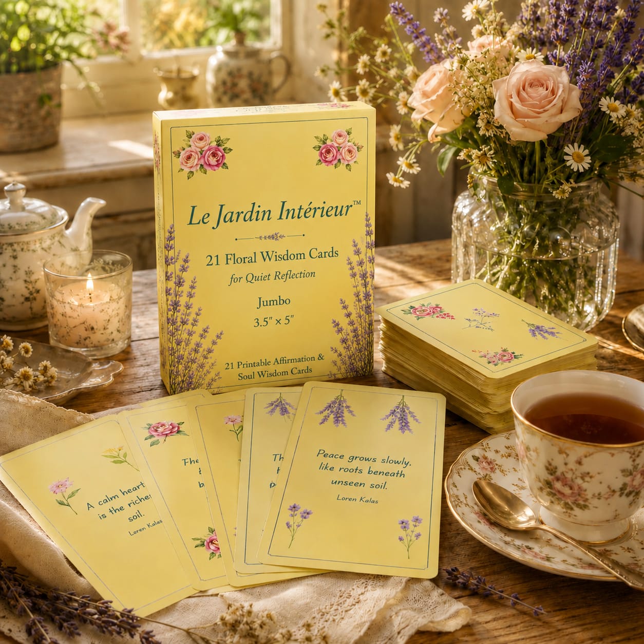 Le Jardin Intérieur™ | 21 Floral Cards | Jumbo 3.5 × 5 Deck